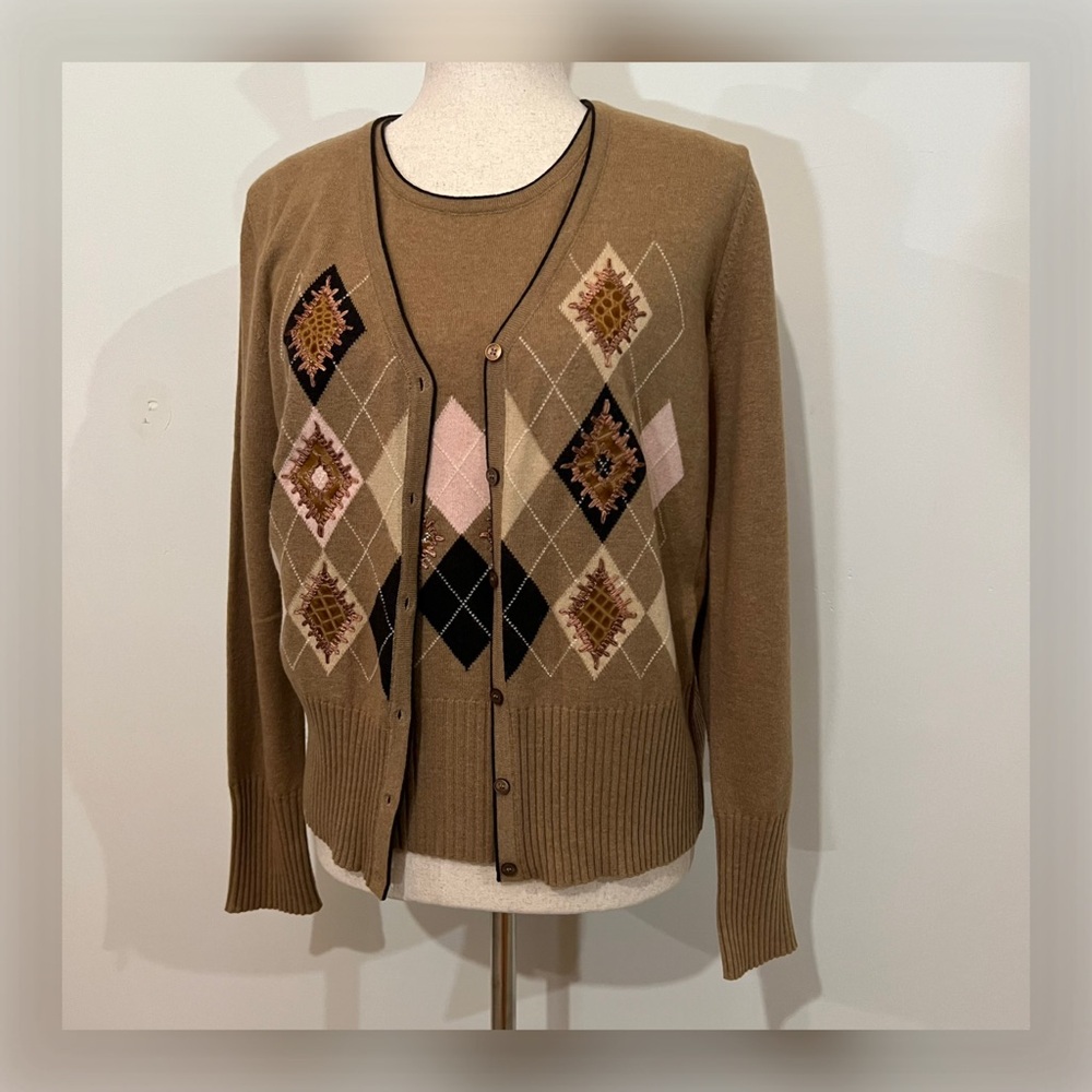 ESCADA Vintage Cashmere & Silk Twin Set Cardigan Sweater